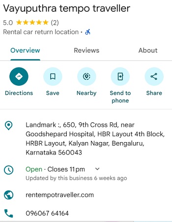 vayuputhra tempo traveller google review